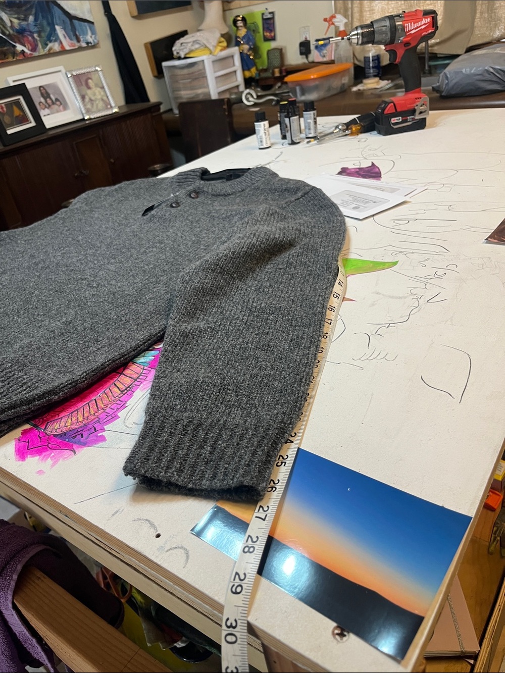 L.L. Bean Men's Charcoal Crewneck Lambswool  Sweater - Picture 6 of 7